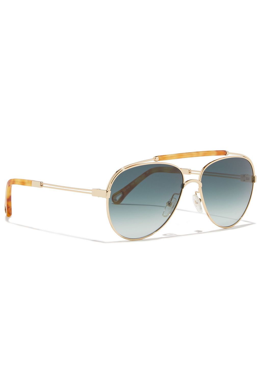 CHLOÉ Reece aviator-style gold-tone and marbled acetate sunglasses