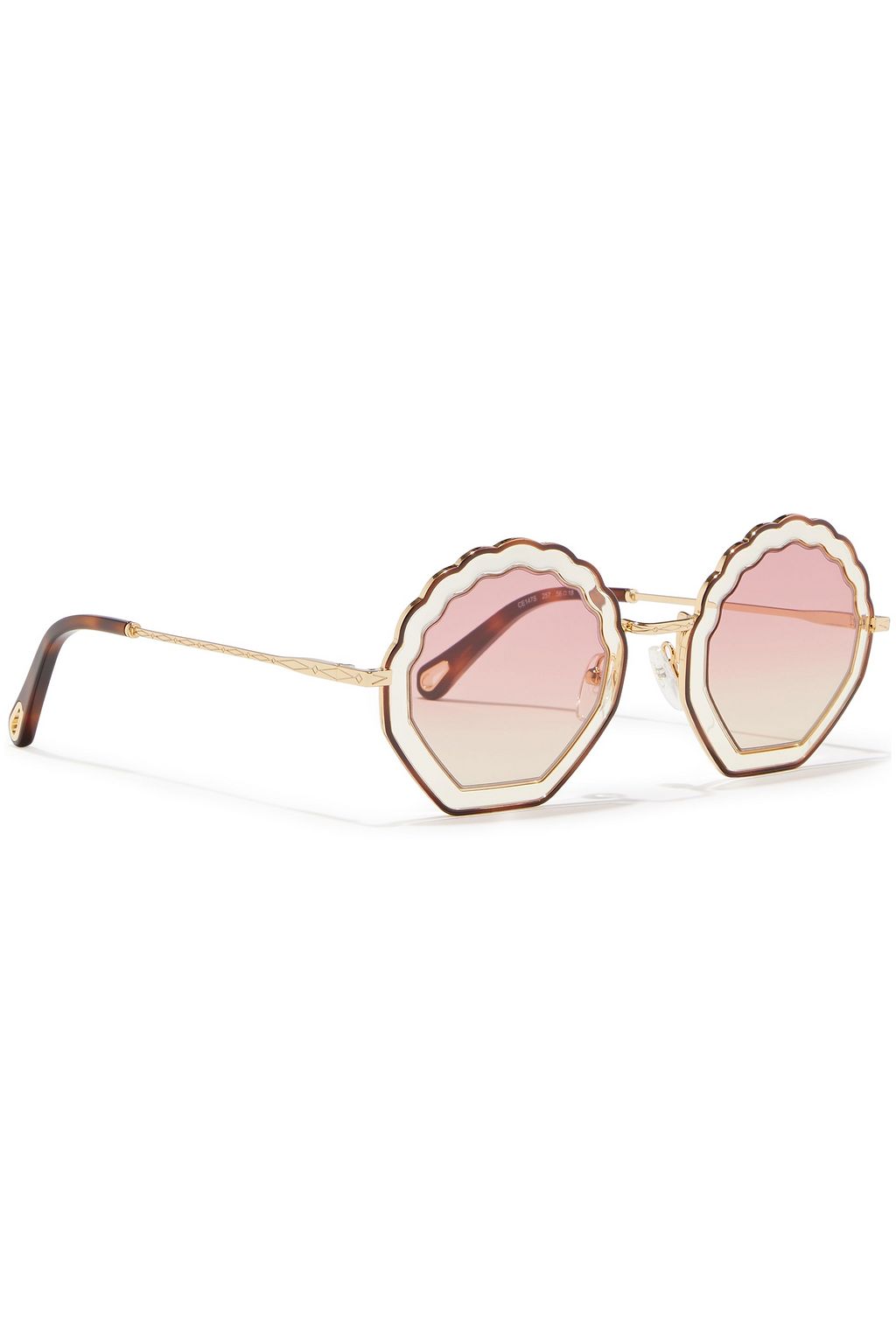 CHLOÉ Round-frame acetate and gold-tone sunglasses