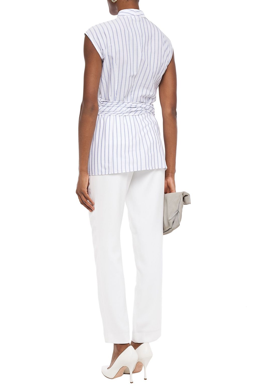 BRUNELLO CUCINELLI Striped cotton wrap top