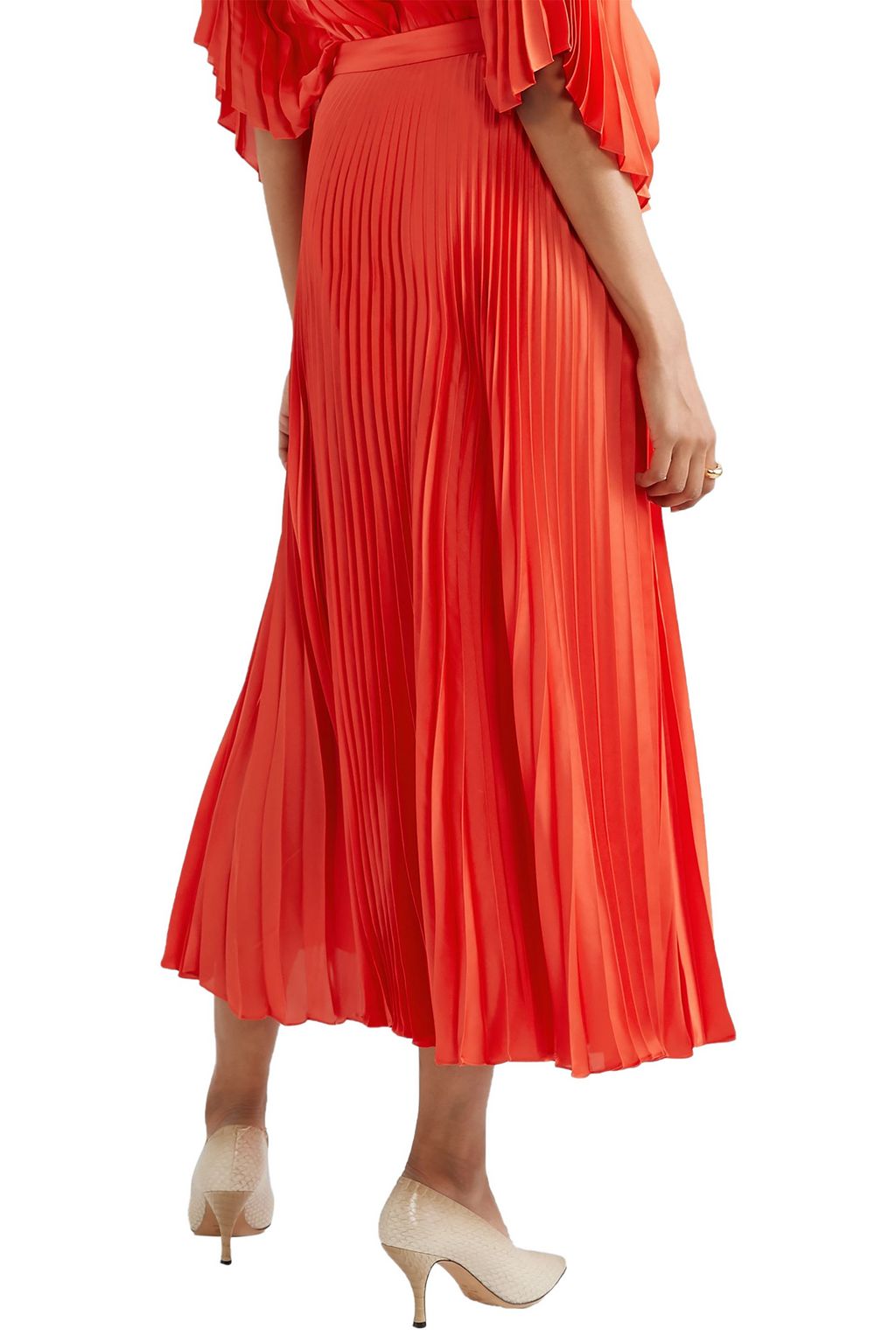 STELLA MCCARTNEY Pleated satin midi skirt