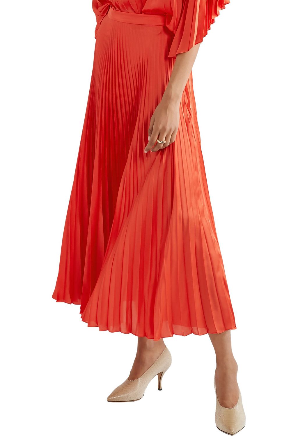 STELLA MCCARTNEY Pleated satin midi skirt