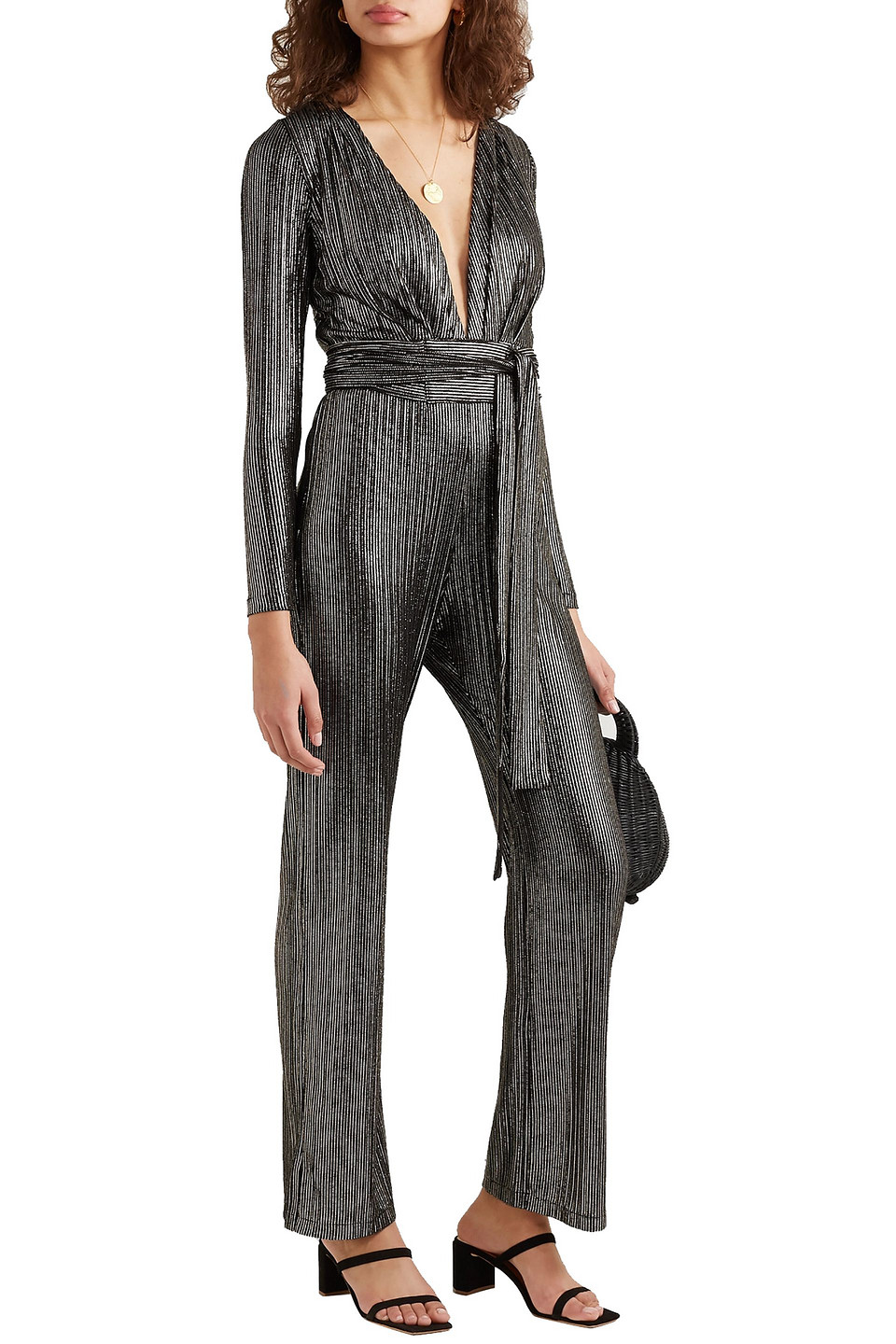 Click to view more detailed imagery on our partner's website Melissa Odabash Bundchen Belted Stretch-knit Jumpsuit In Black