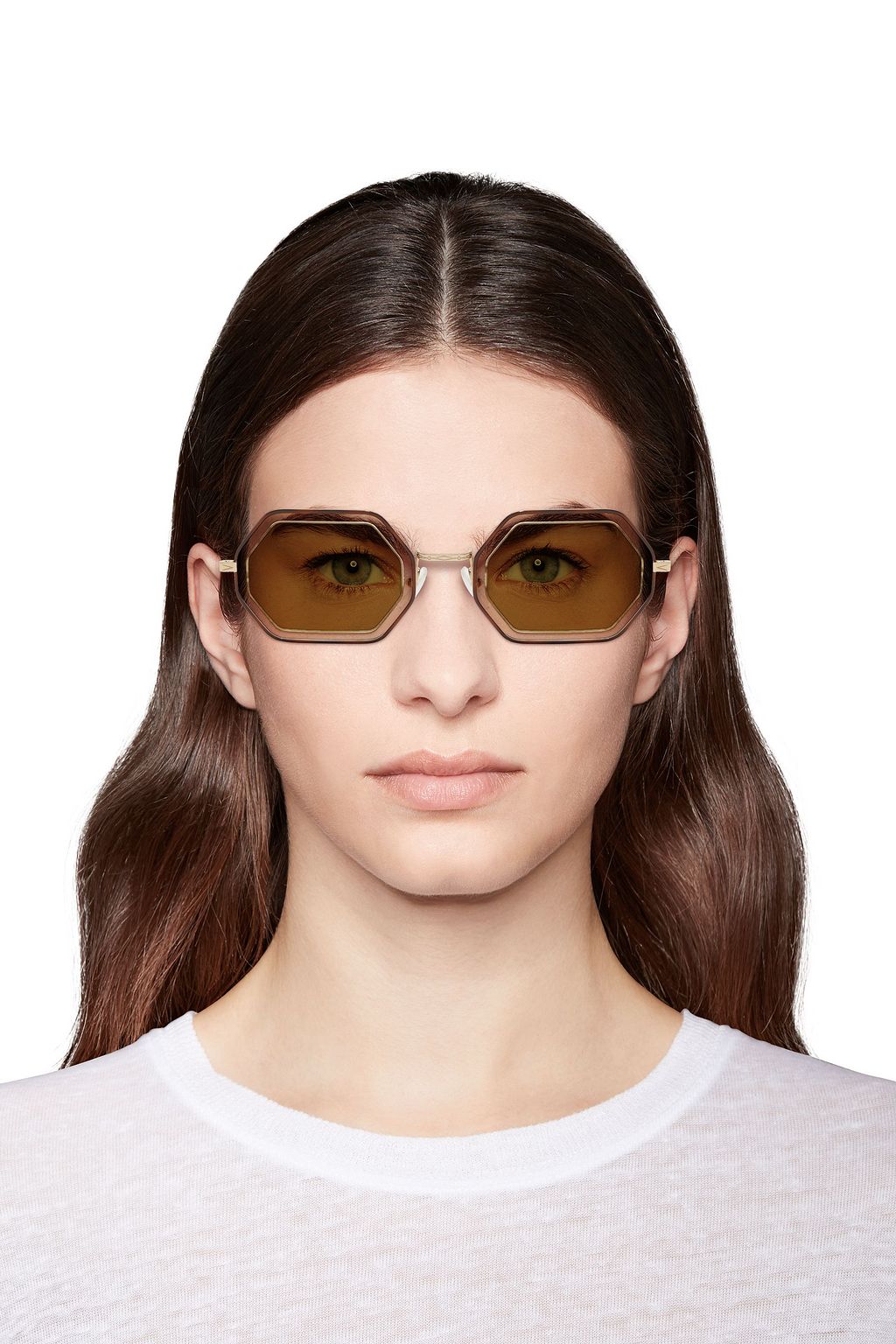 CHLOÉ Hexagonframe tortoiseshell acetate and goldtone sunglasses
