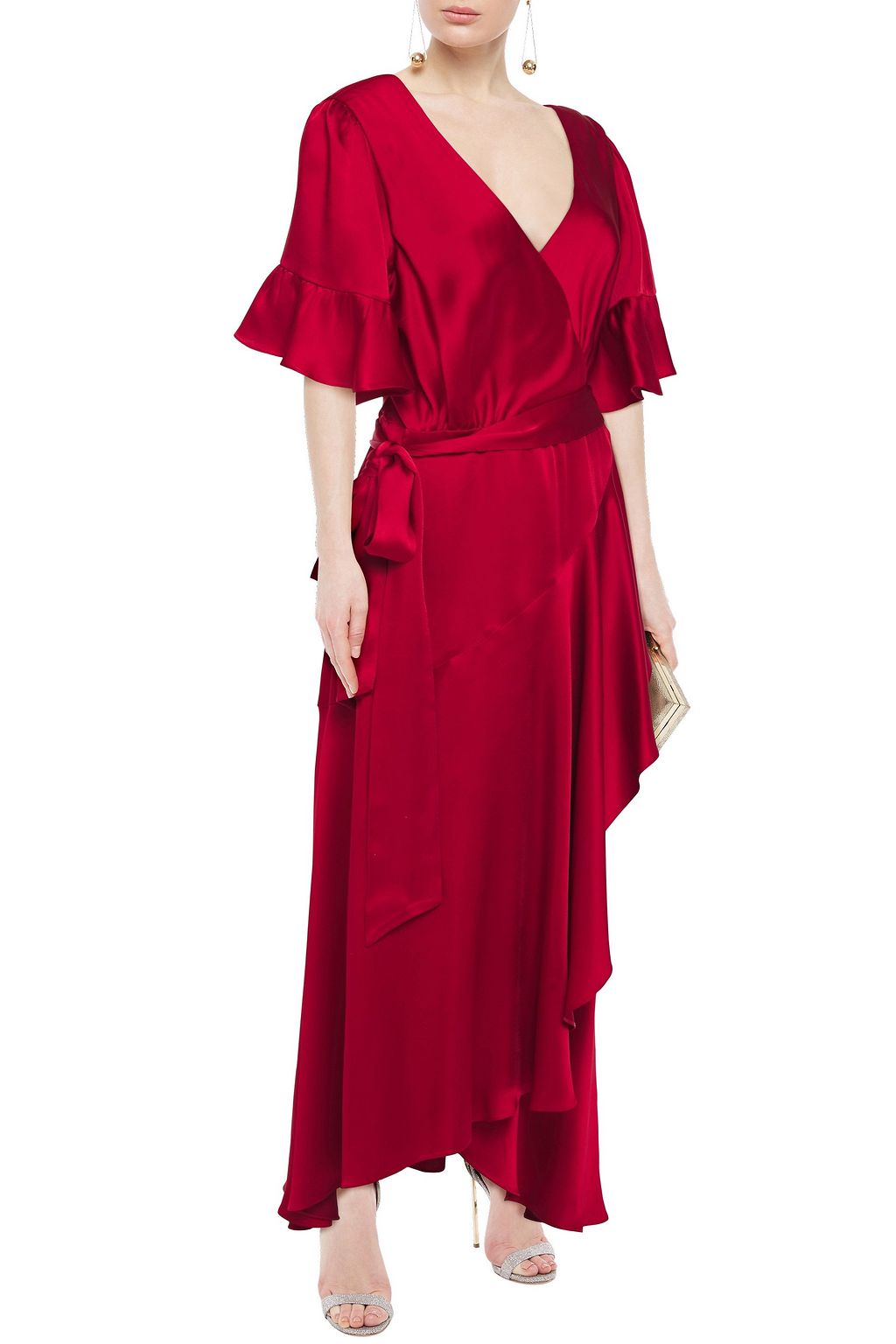 TEMPERLEY LONDON Grace ruffled satin maxi wrap dress | THE OUTNET