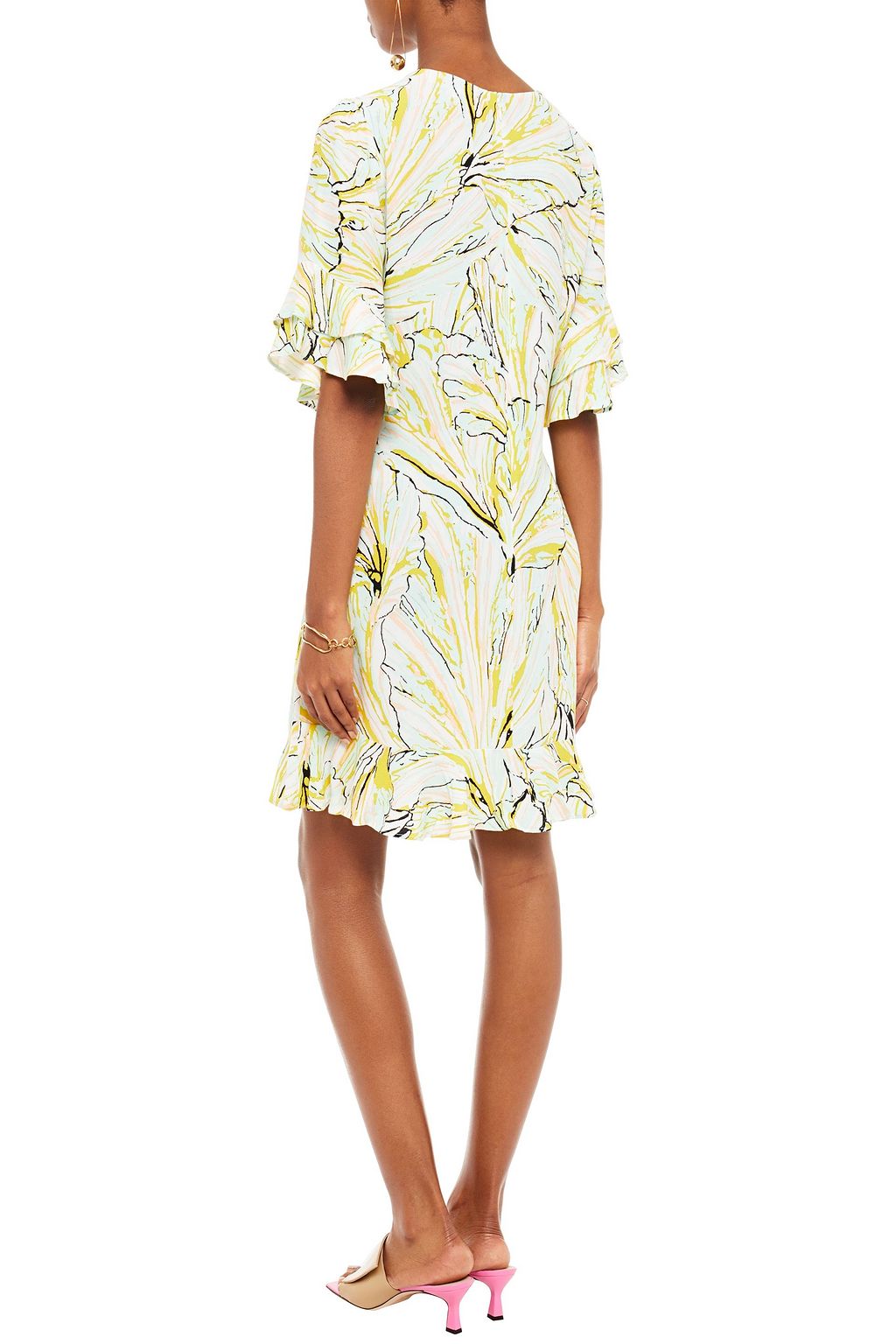 DIANE VON FURSTENBERG Tatum ruffle-trimmed printed crepe mini dress