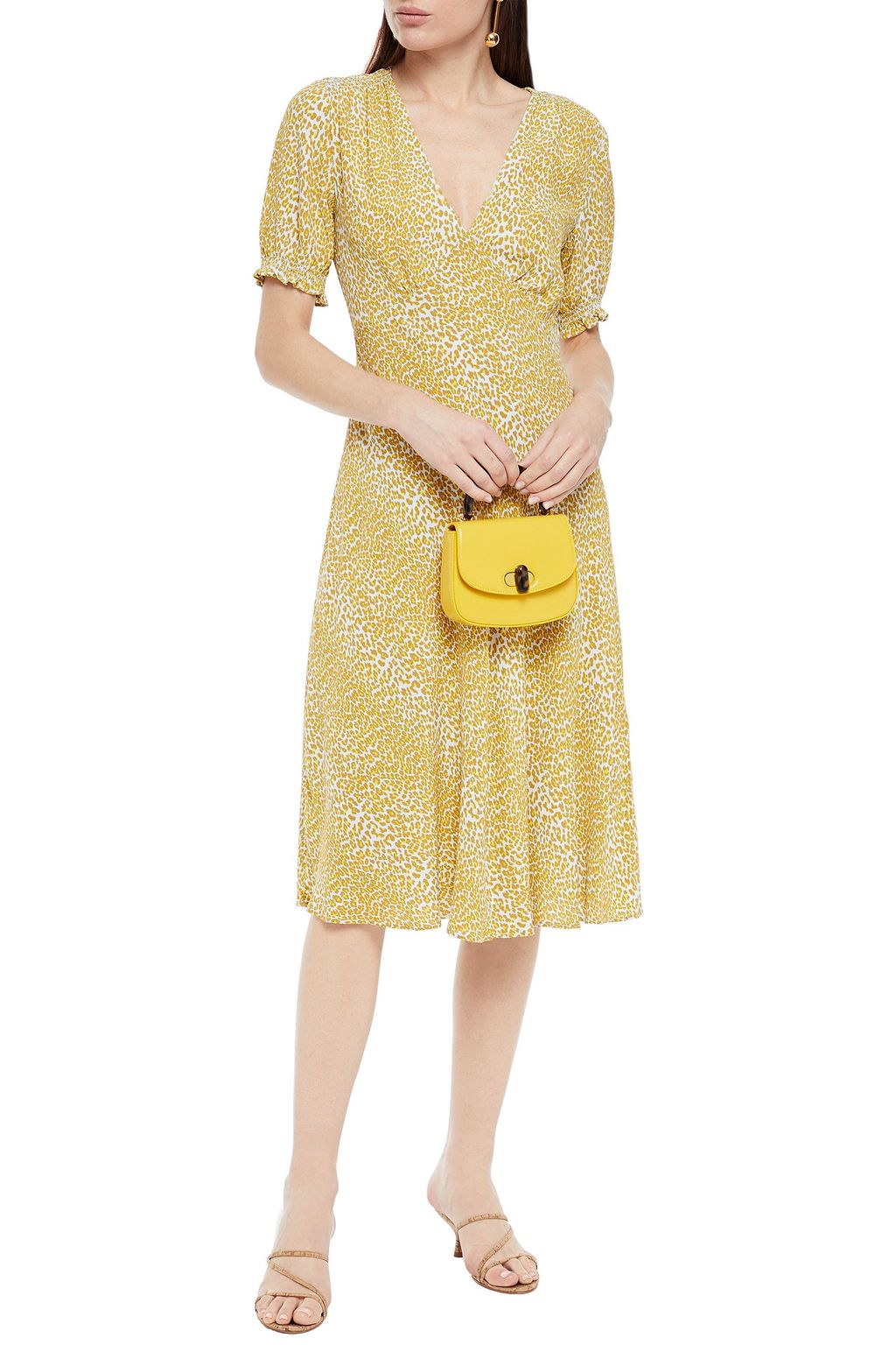DIANE VON FURSTENBERG Idris shirred leopard-print crepe dress