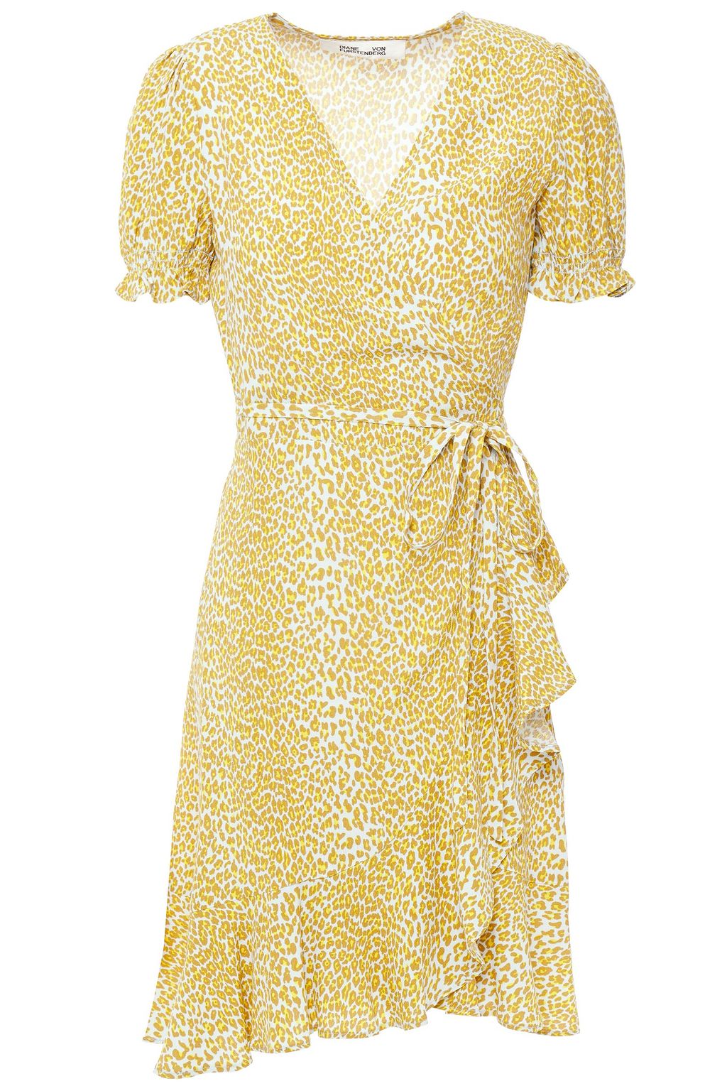 Yellow Emilia ruffled leopard-print ...