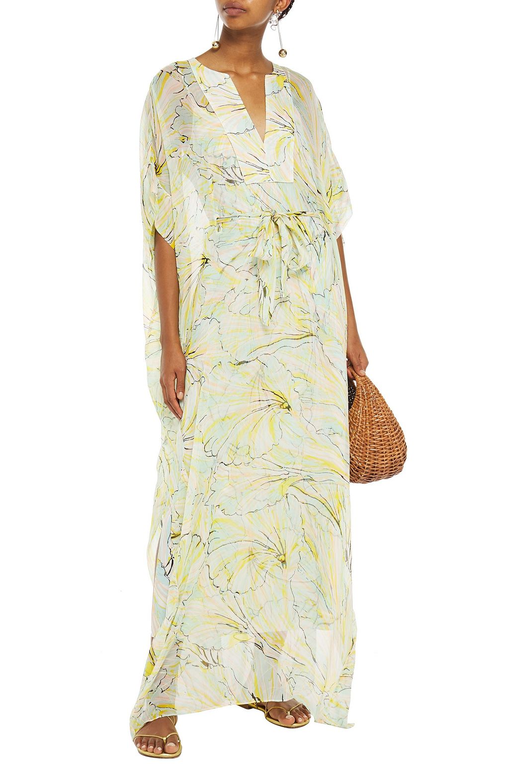 DIANE VON FURSTENBERG Belted printed silk-crepon kaftan