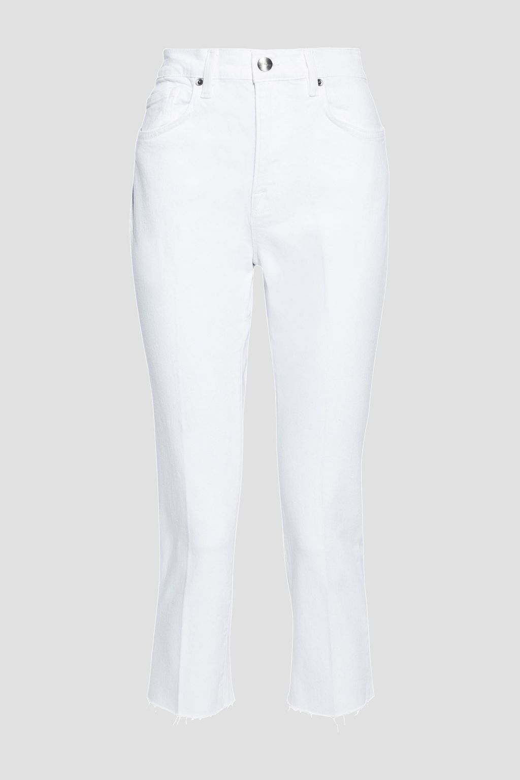 White Le Beau Crop frayed high-rise 
