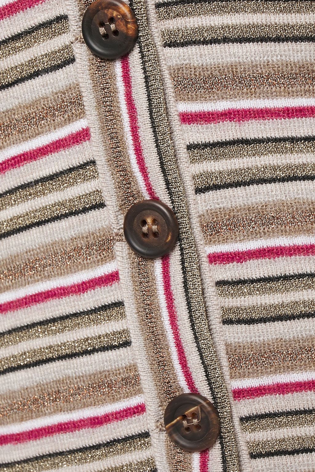 BRUNELLO CUCINELLI Metallic striped cashmere and silk-blend cardigan