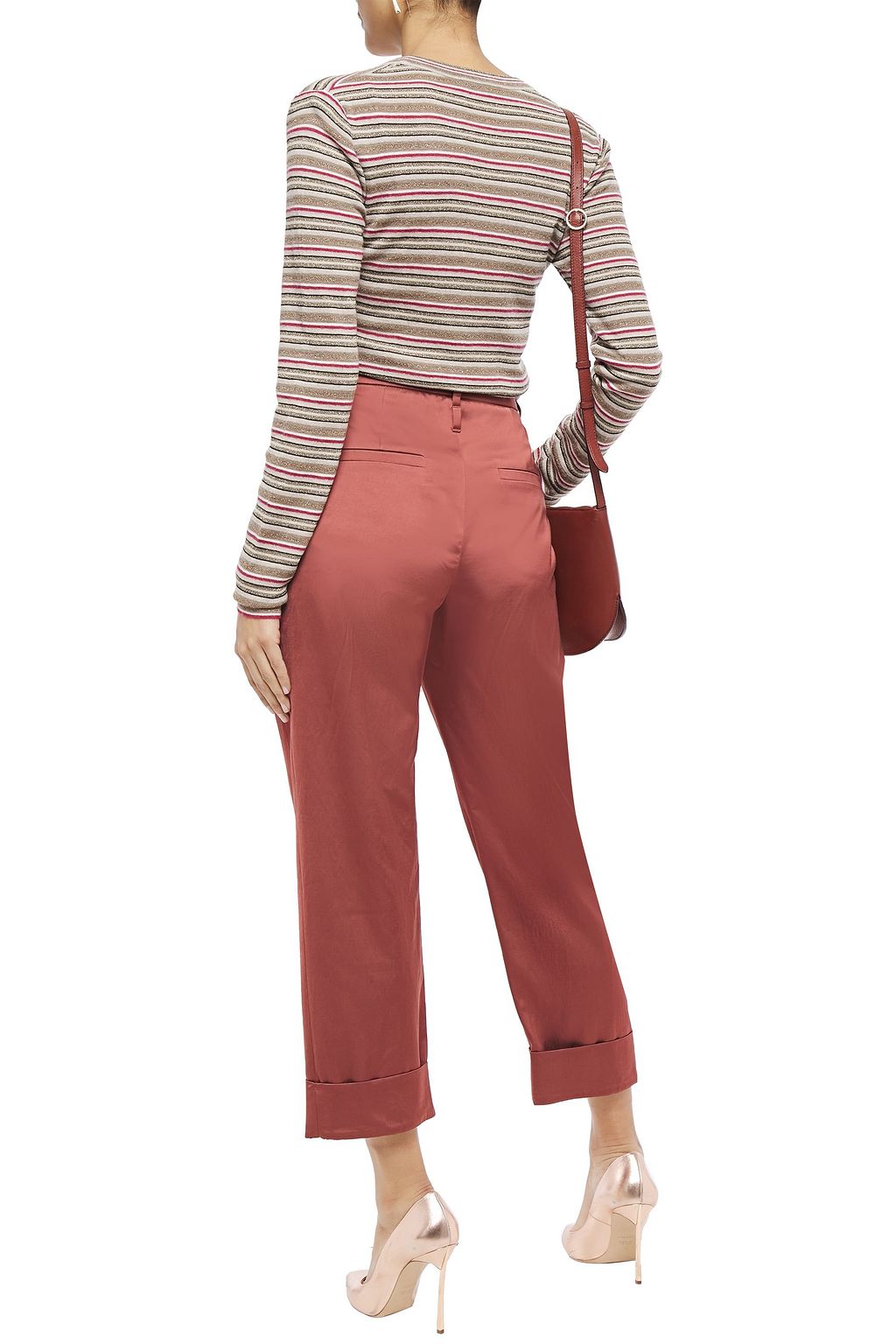 BRUNELLO CUCINELLI Metallic striped cashmere and silk-blend cardigan