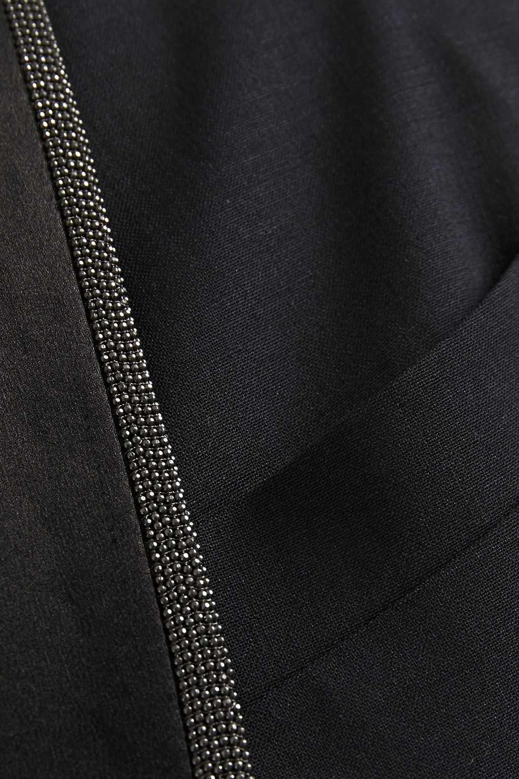 BRUNELLO CUCINELLI Double-breasted silk satin-trimmed bead-embellished wool-blend blazer