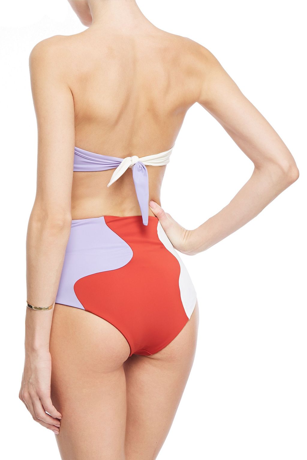 MARA HOFFMAN Color-block high-rise bikini briefs