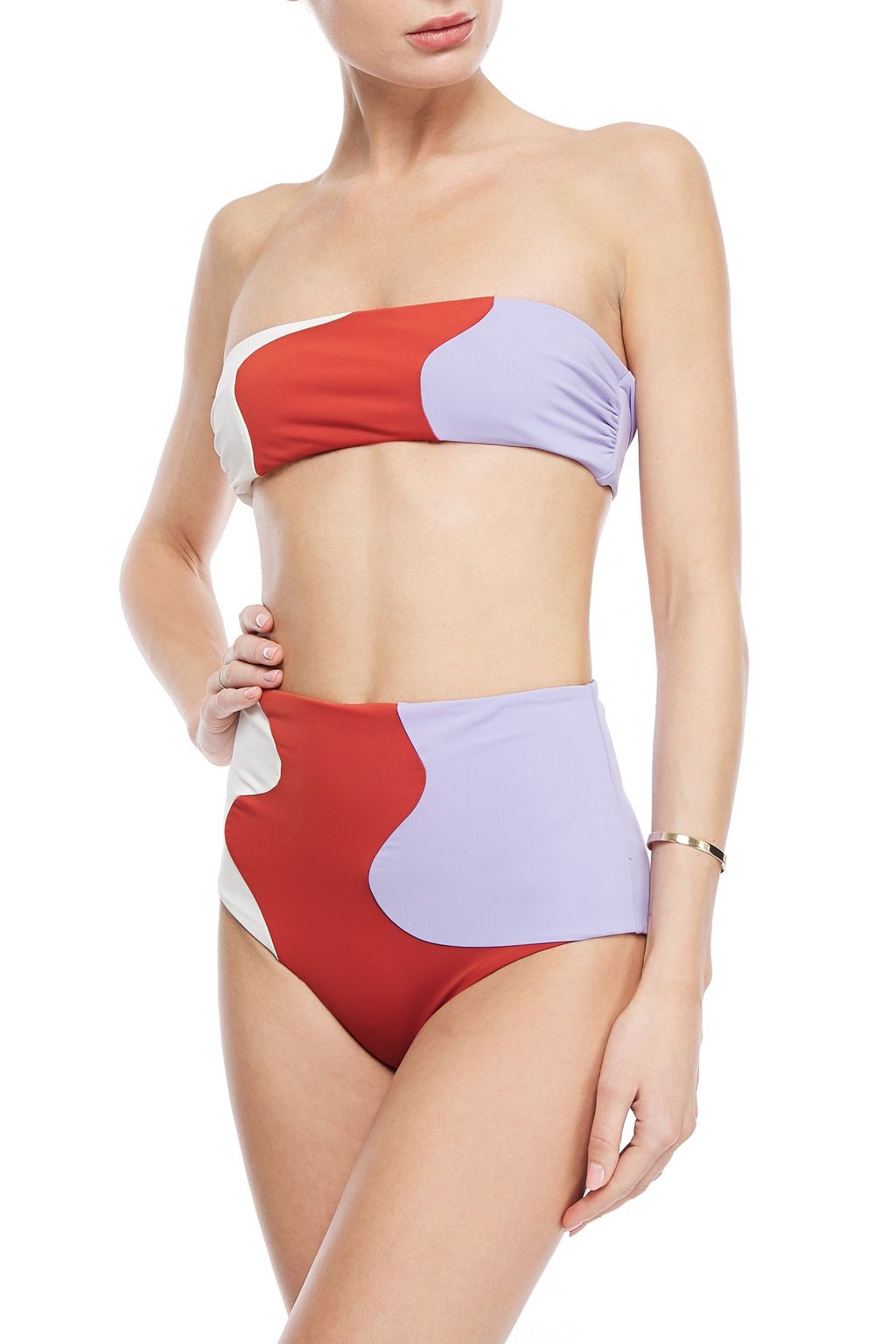 MARA HOFFMAN Color-block high-rise bikini briefs