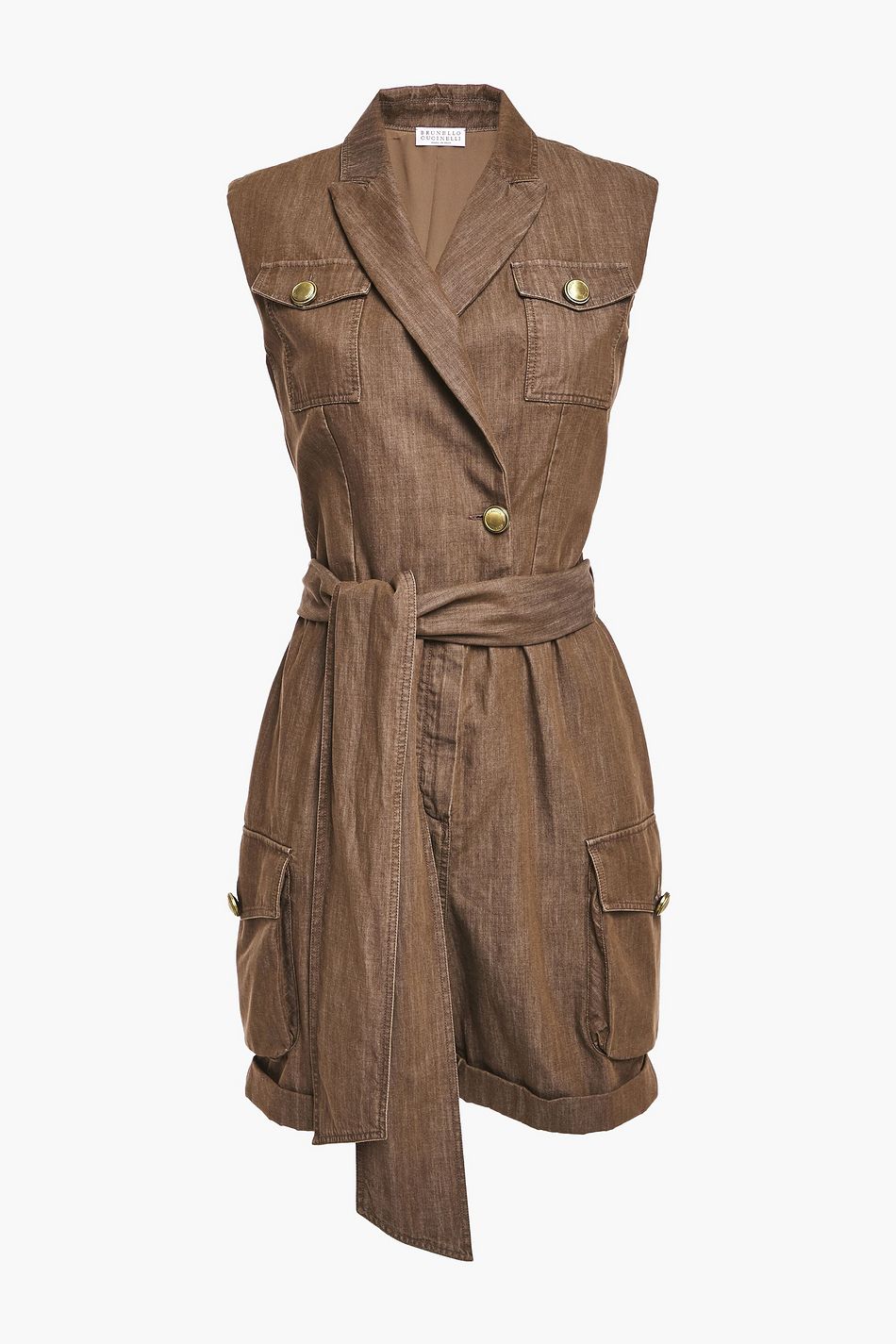 beige denim playsuit