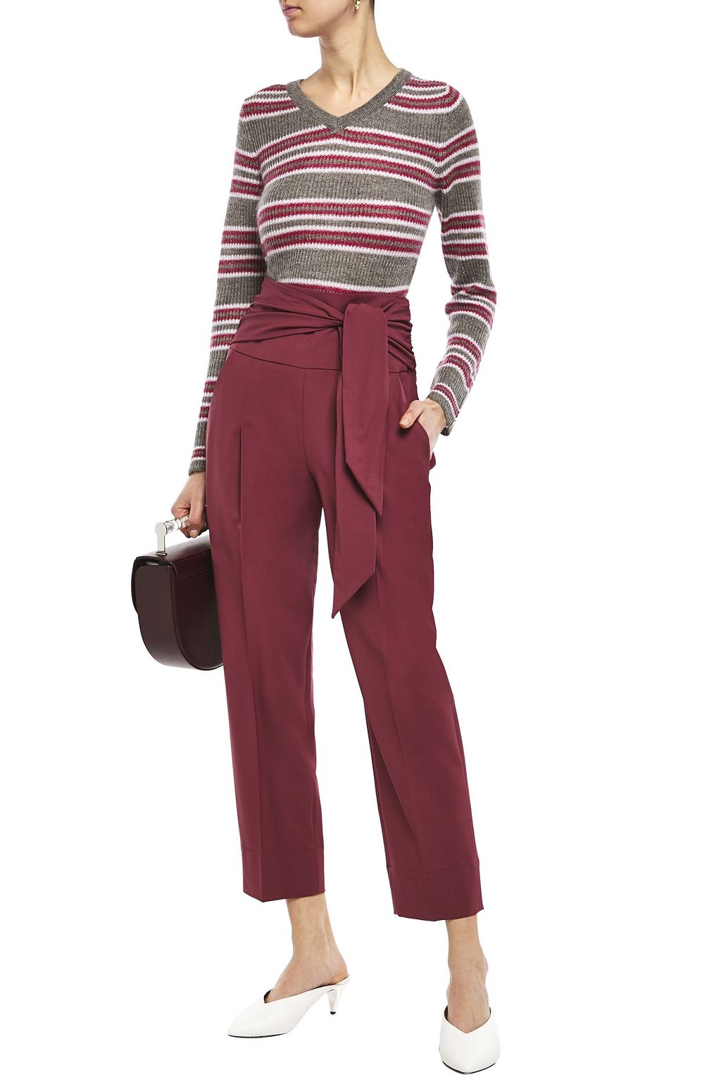 BRUNELLO CUCINELLI Belted wool-blend tapered pants