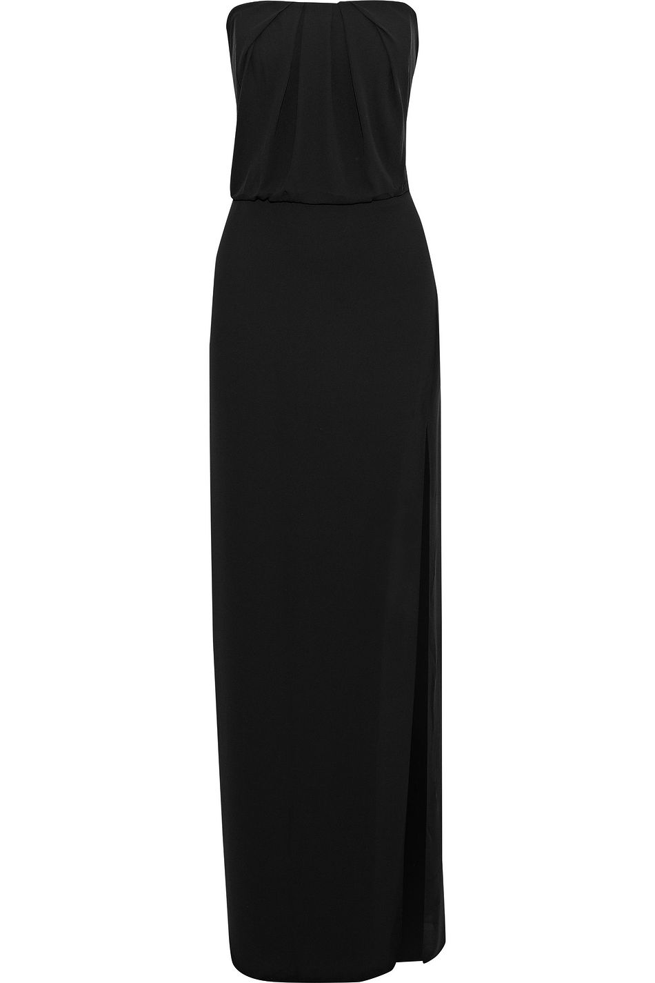 black strapless dress with split