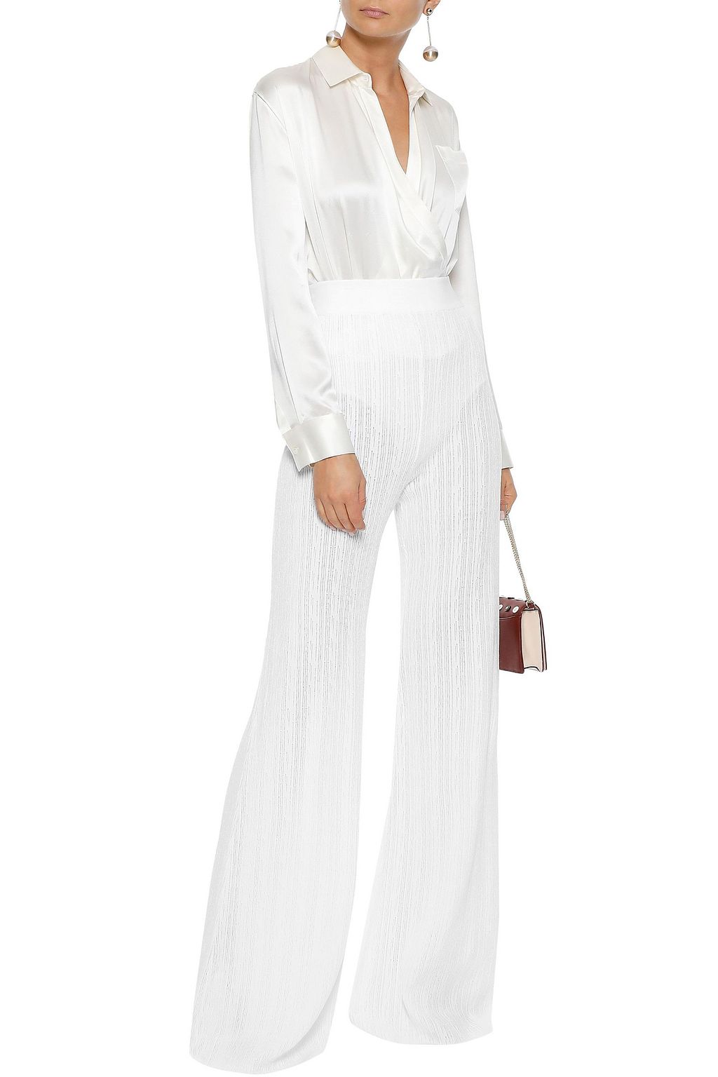 BALMAIN بنطال flared محاك مضلّع