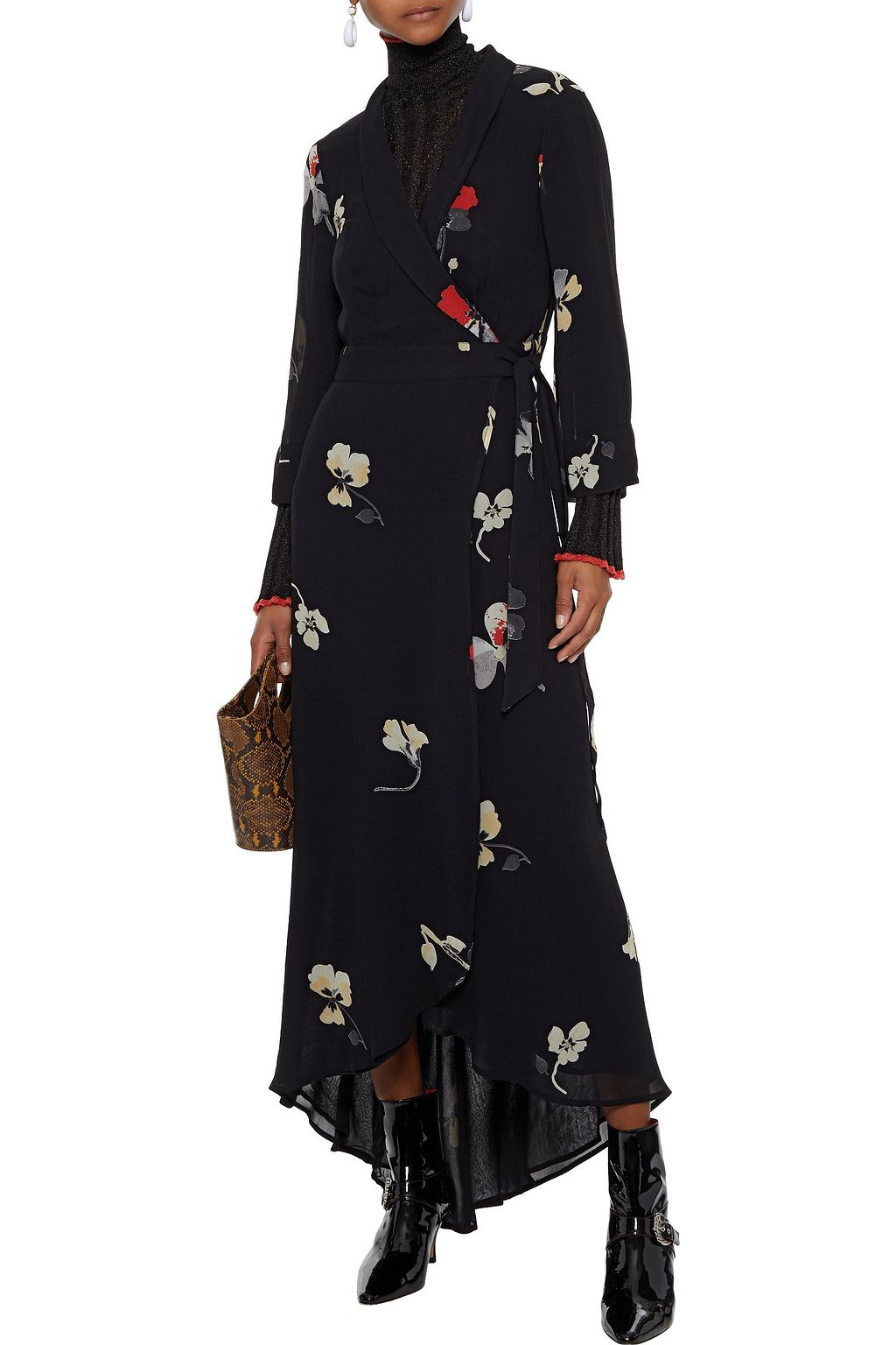 GANNI Lorita floral-print georgette maxi wrap dress