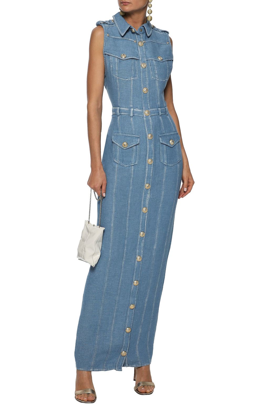 denim maxi shirt dress