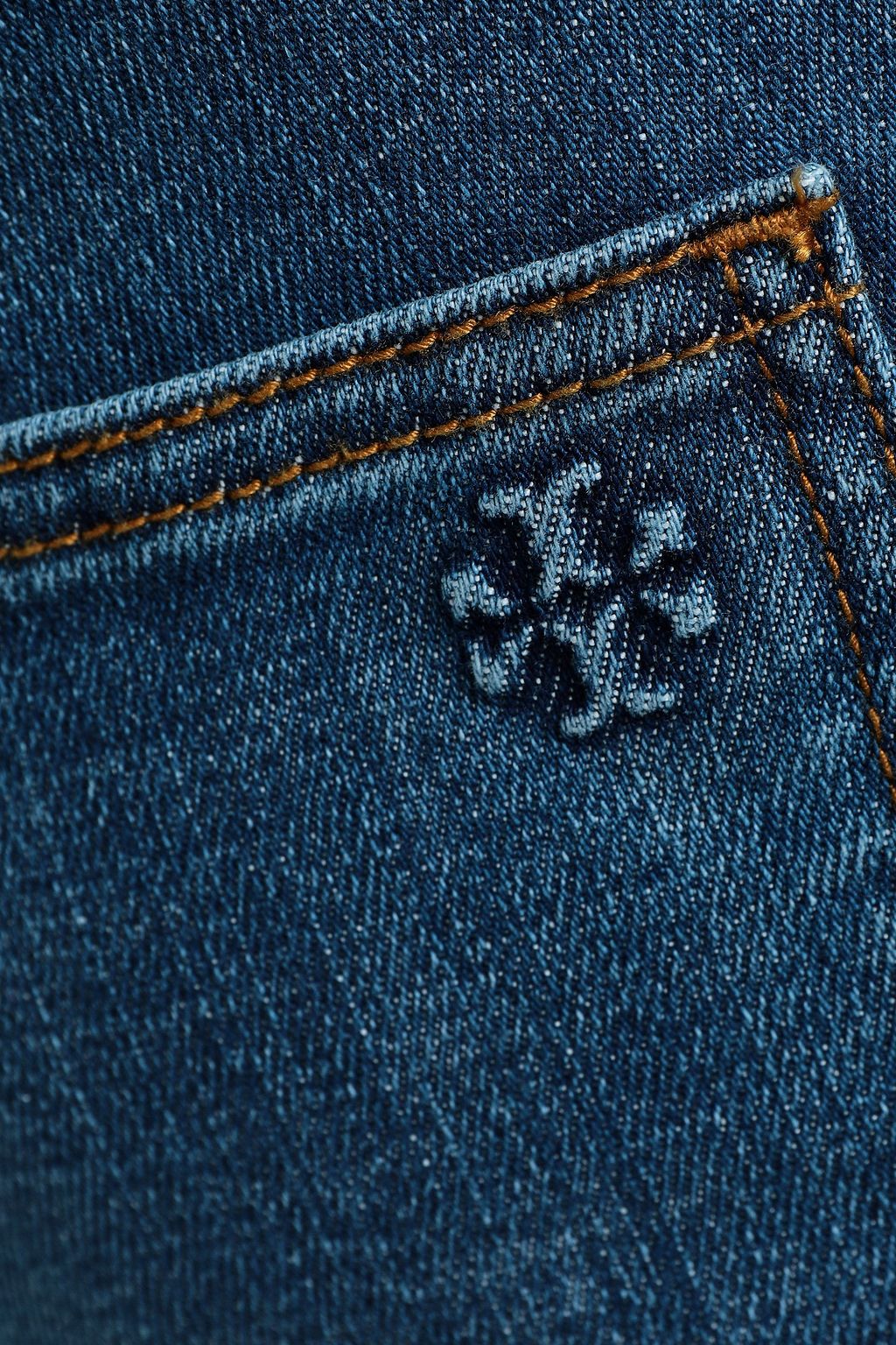 TORY BURCH Crochet-trimmed high-rise straight-leg jeans