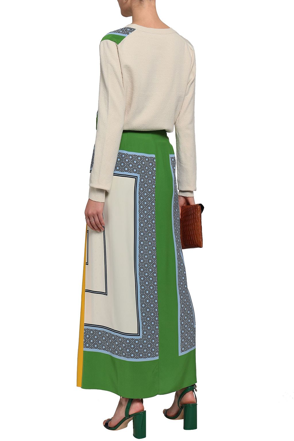 TORY BURCH Printed silk maxi wrap skirt