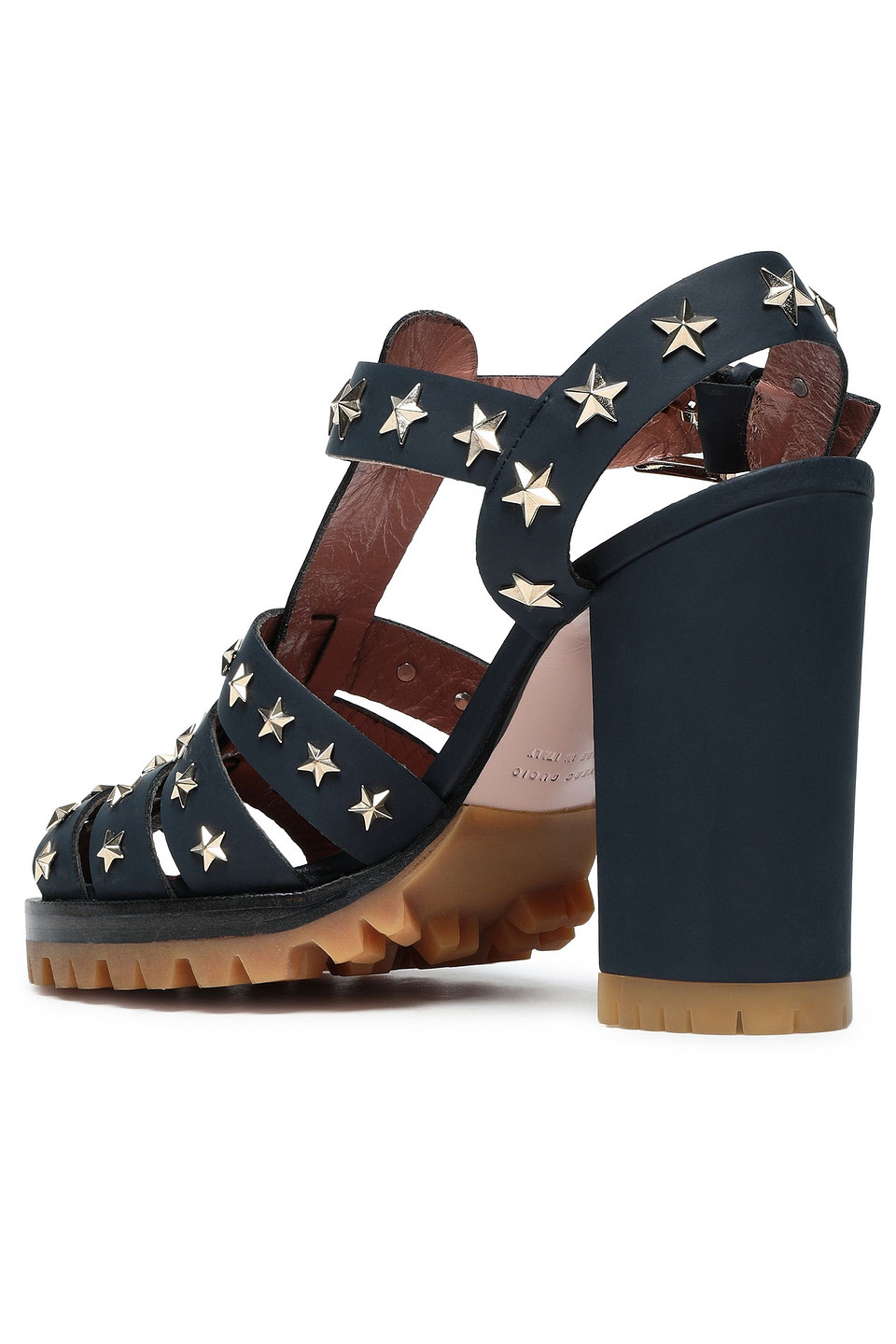 Shop Redv Studded Leather Sandals In Navy