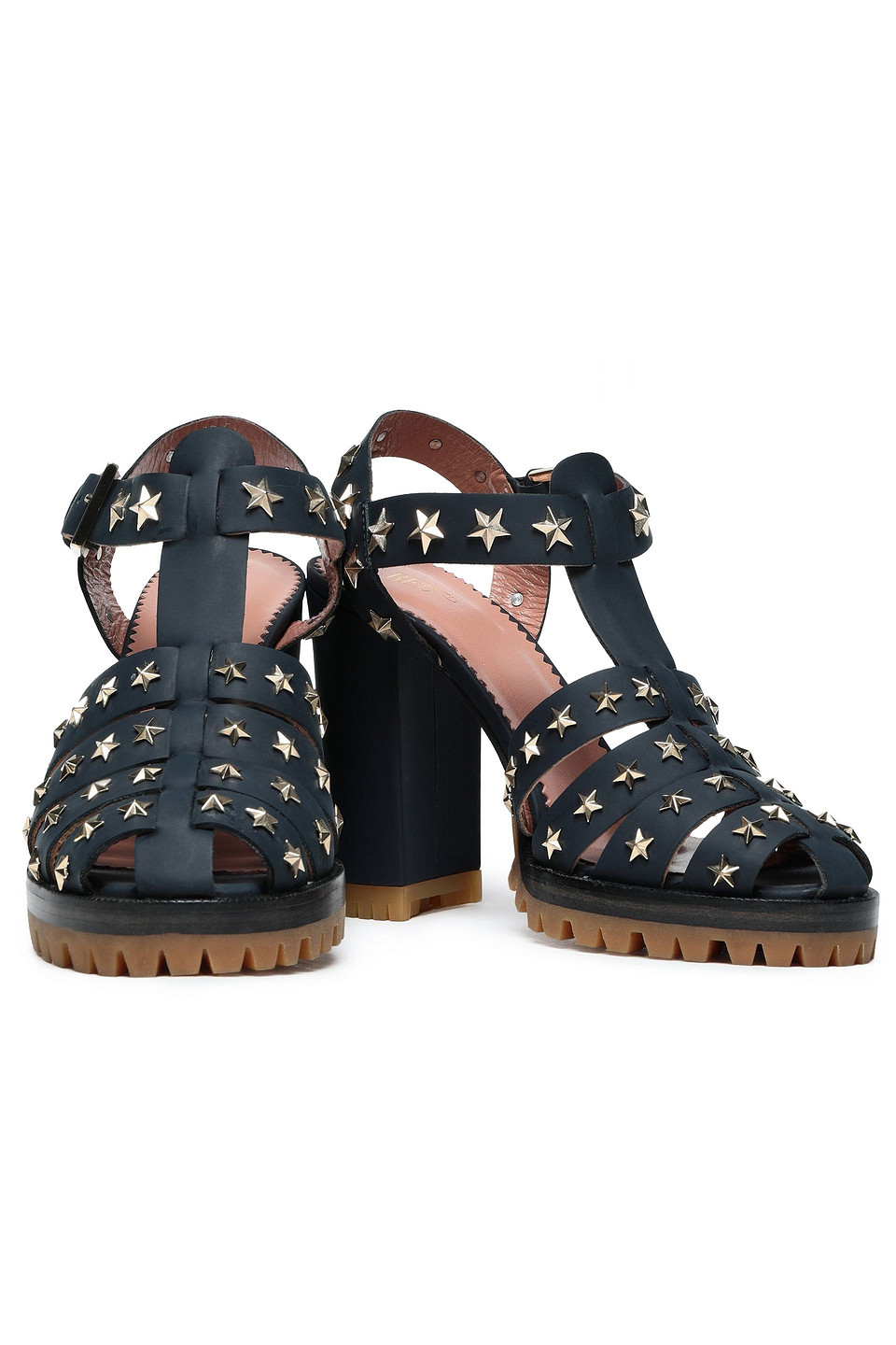 Shop Redv Studded Leather Sandals In Navy