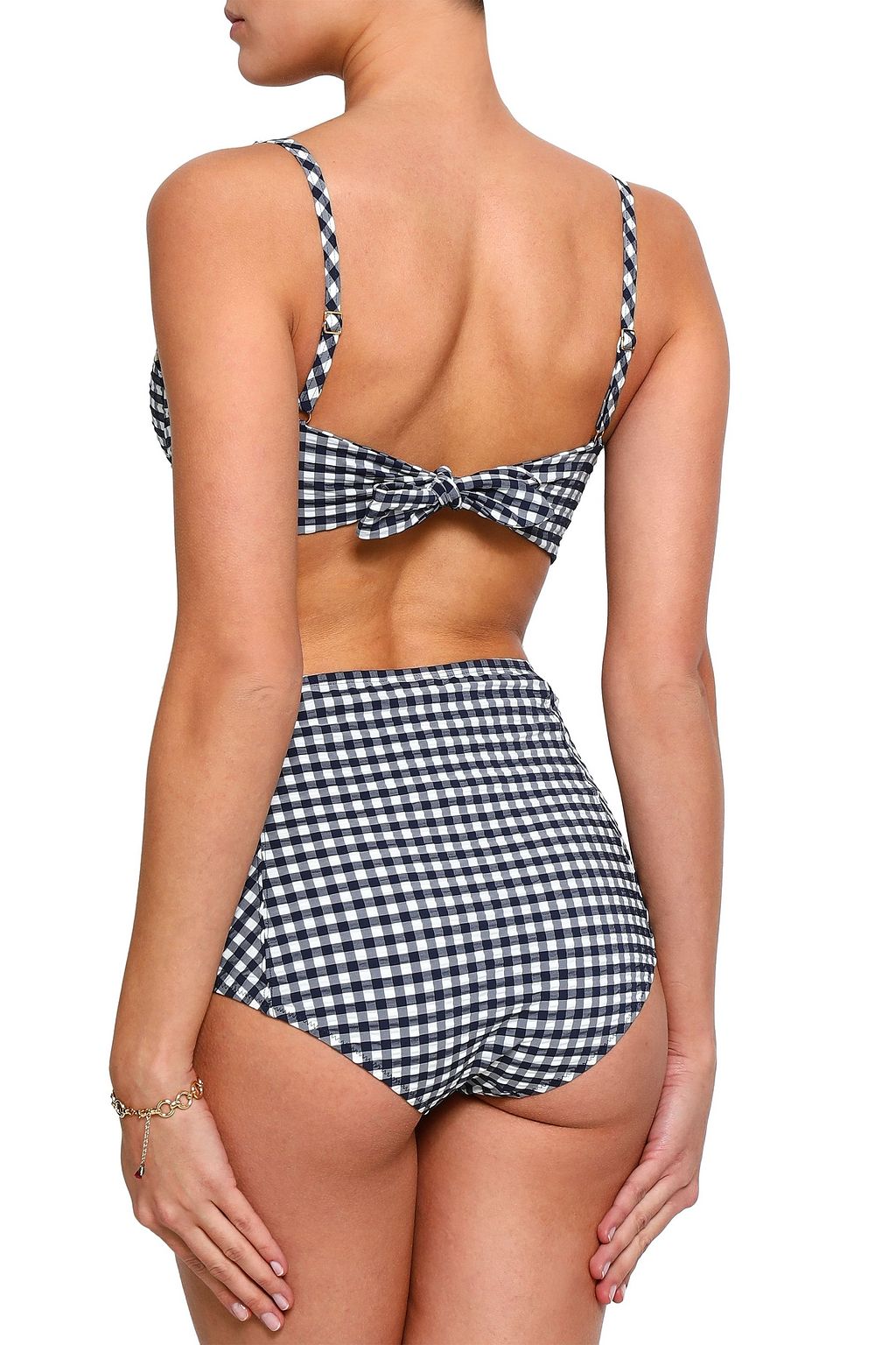 TORY BURCH Gingham seersucker underwired bikini top