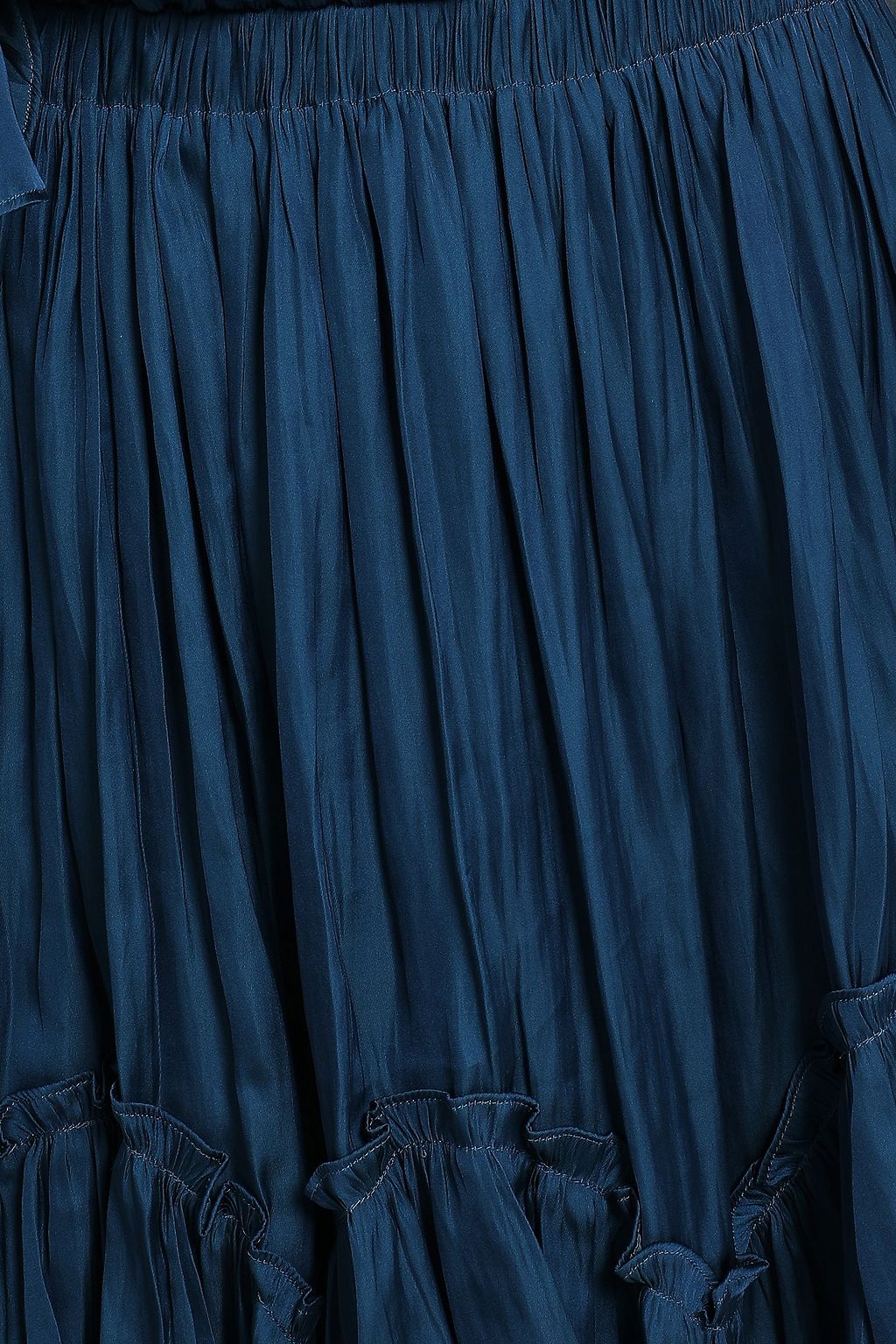 HALSTON HERITAGE Off-the-shoulder ruched satin mini dress