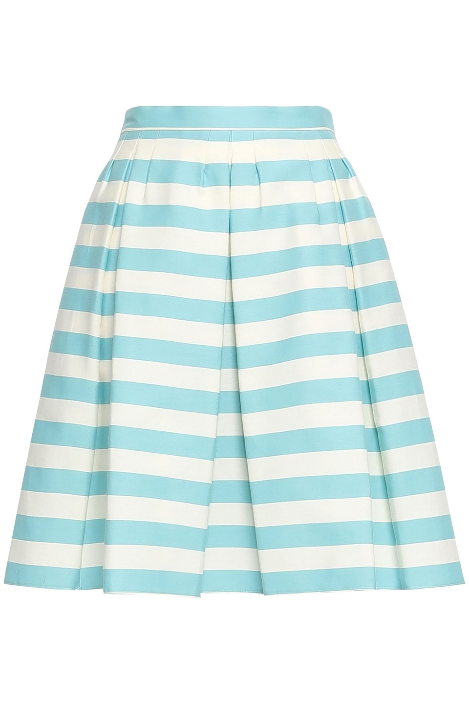 redvalentino - pleated striped cotton and silk-blend twill skirt - blue - it 38