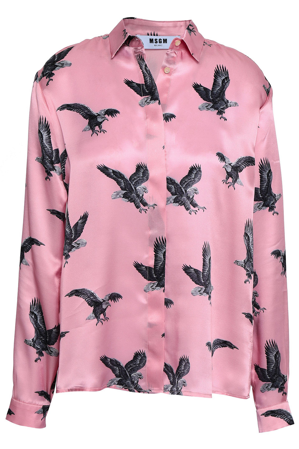 msgm - printed silk-satin shirt - pink - it 44