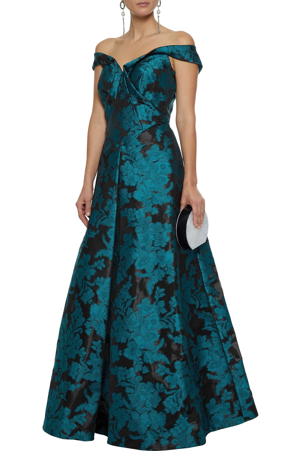 ZAC POSEN Off-the-shoulder fil coupé gazar gown