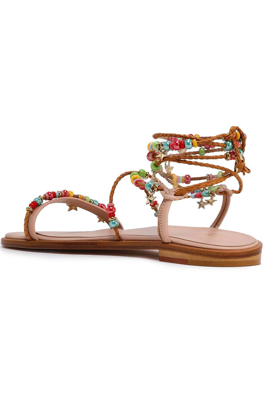 RED(V) Bead-embellished braided leather sandals