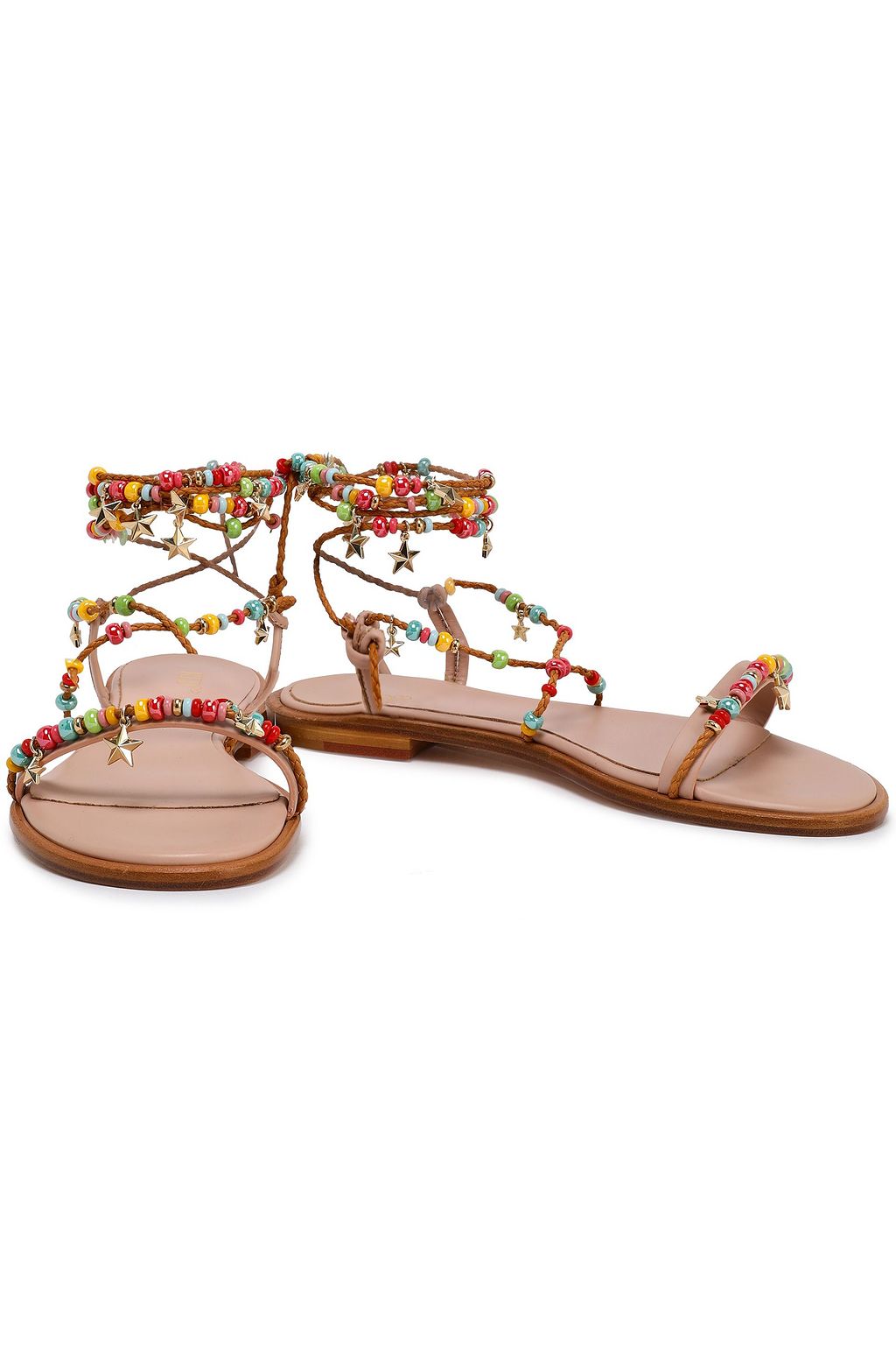 RED(V) Bead-embellished braided leather sandals