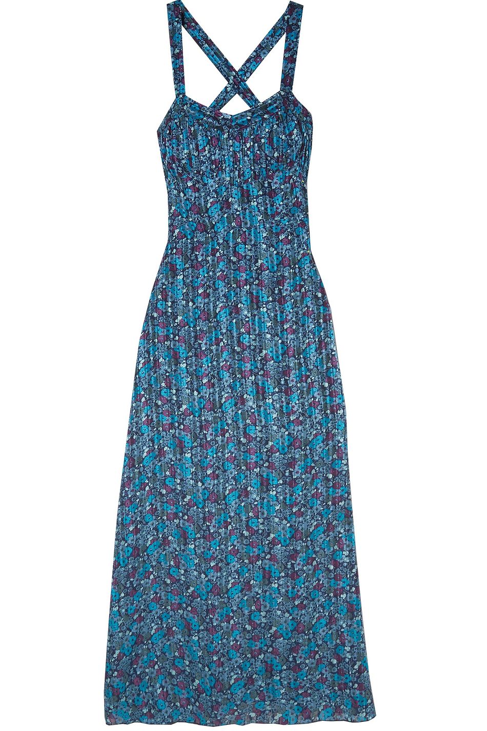Blue Incense And Joy Printed Silk Jacquard Maxi Dress Anna Sui Joy Printed Silk Jacquard Maxi Dress