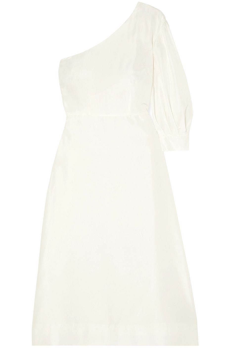 white silk midi dress
