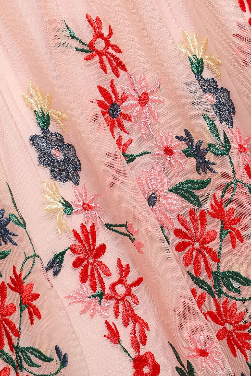 MAJE Embroidered tulle midi skirt