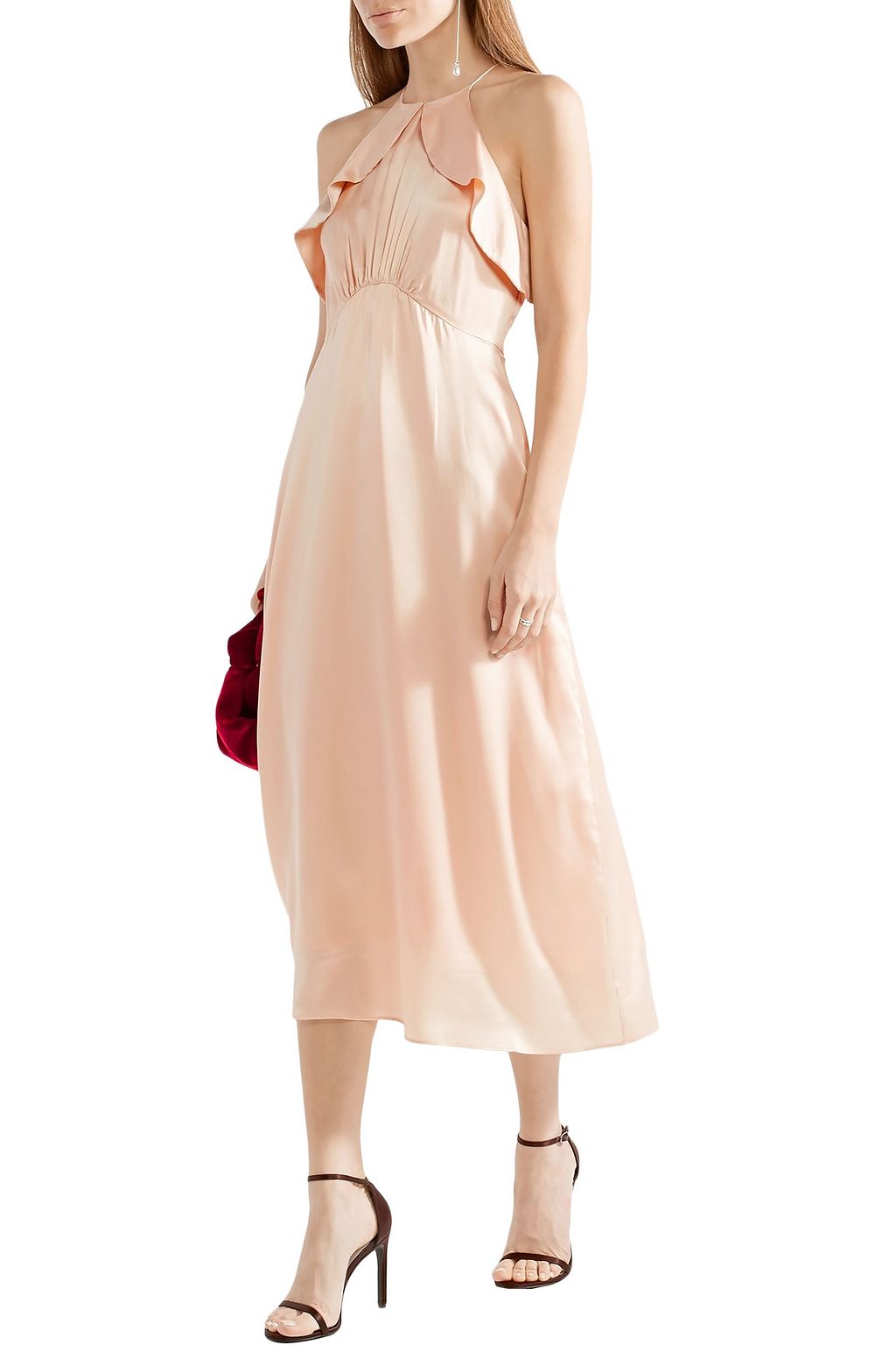 ZIMMERMANN Ruffle-trimmed silk-satin midi dress