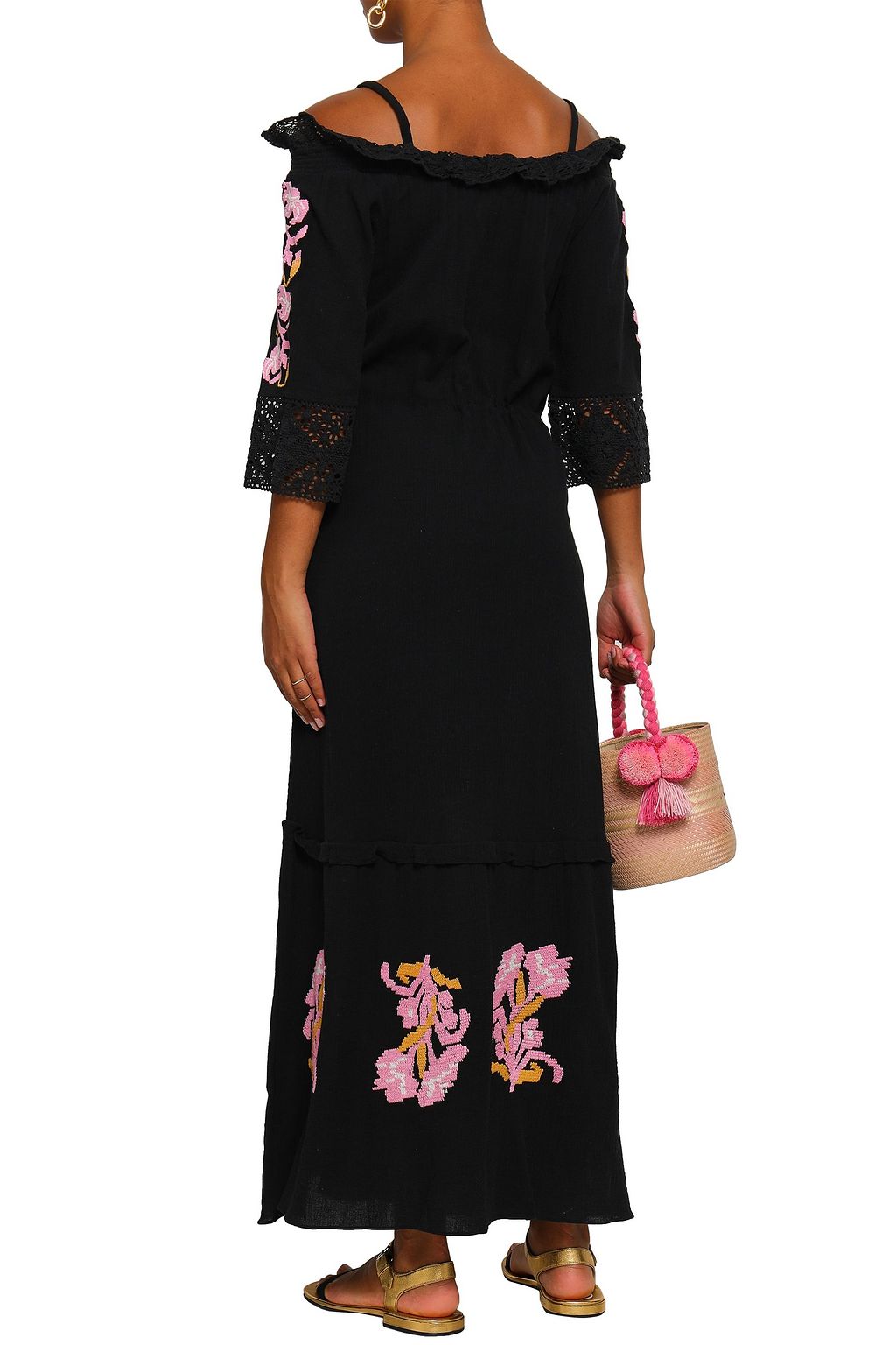 FIGUE Noelle offtheshoulder embroidered cottongauze maxi dress