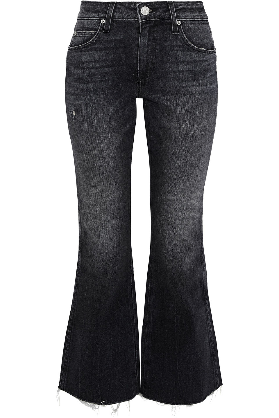 amo - distressed mid-rise kick-flare jeans - gray - 27