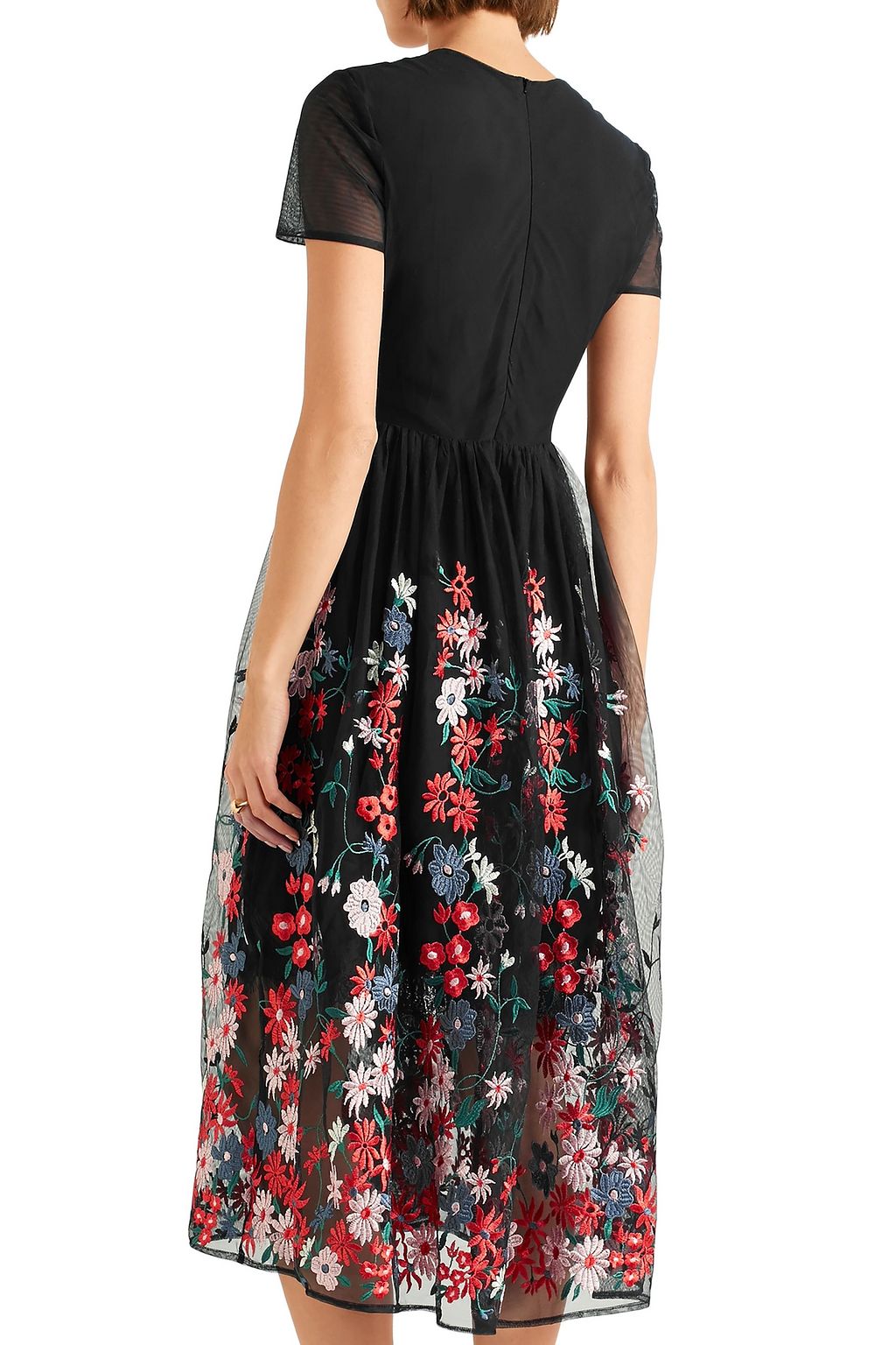 MAJE Embroidered tulle midi dress