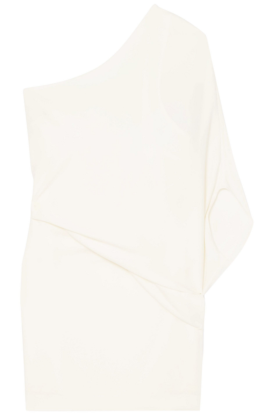 One-shoulder layered crepe mini dress