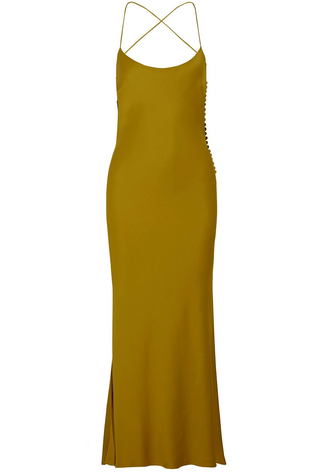 mustard satin slip dress