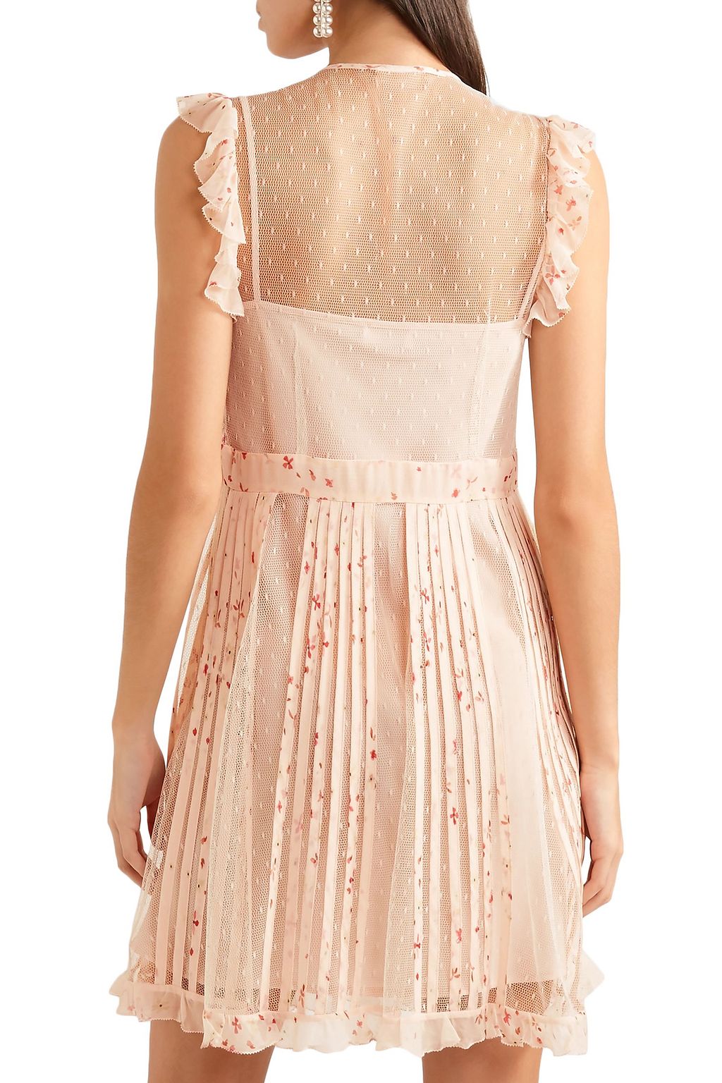REDVALENTINO فستان قصير من قماش بوان ديسبري وقماش كريب دي شين مزخرف بطبعات مع طيات