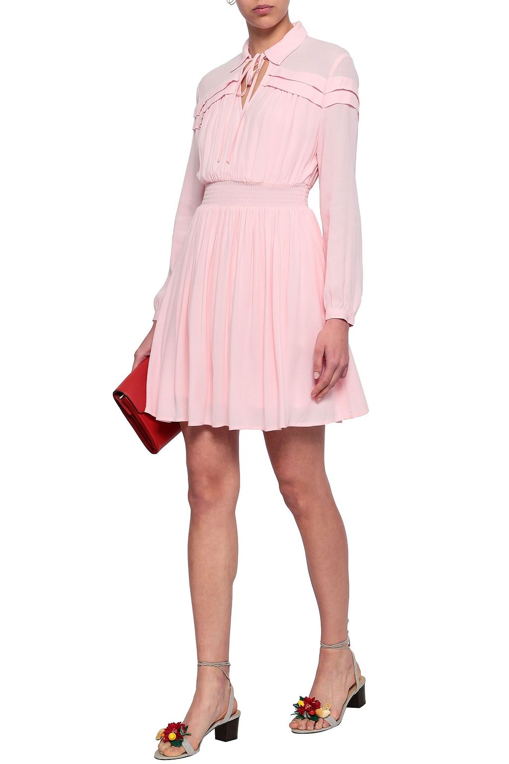MAJE Pleated crepe mini dress