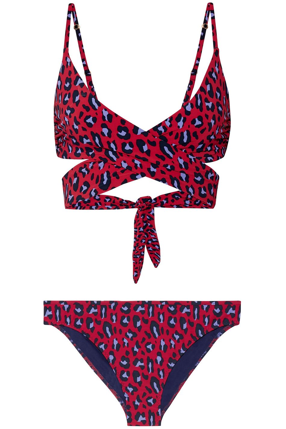 red and leopard print swimsuit