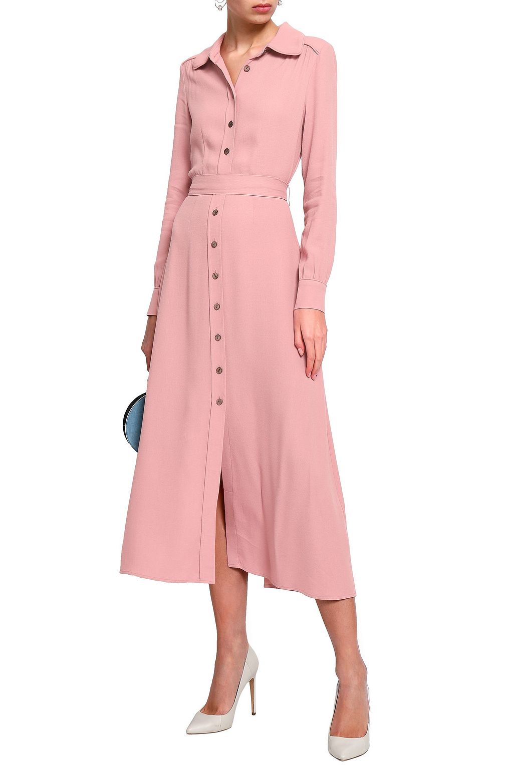 GOAT Geneva belted crepe midi shirt dress