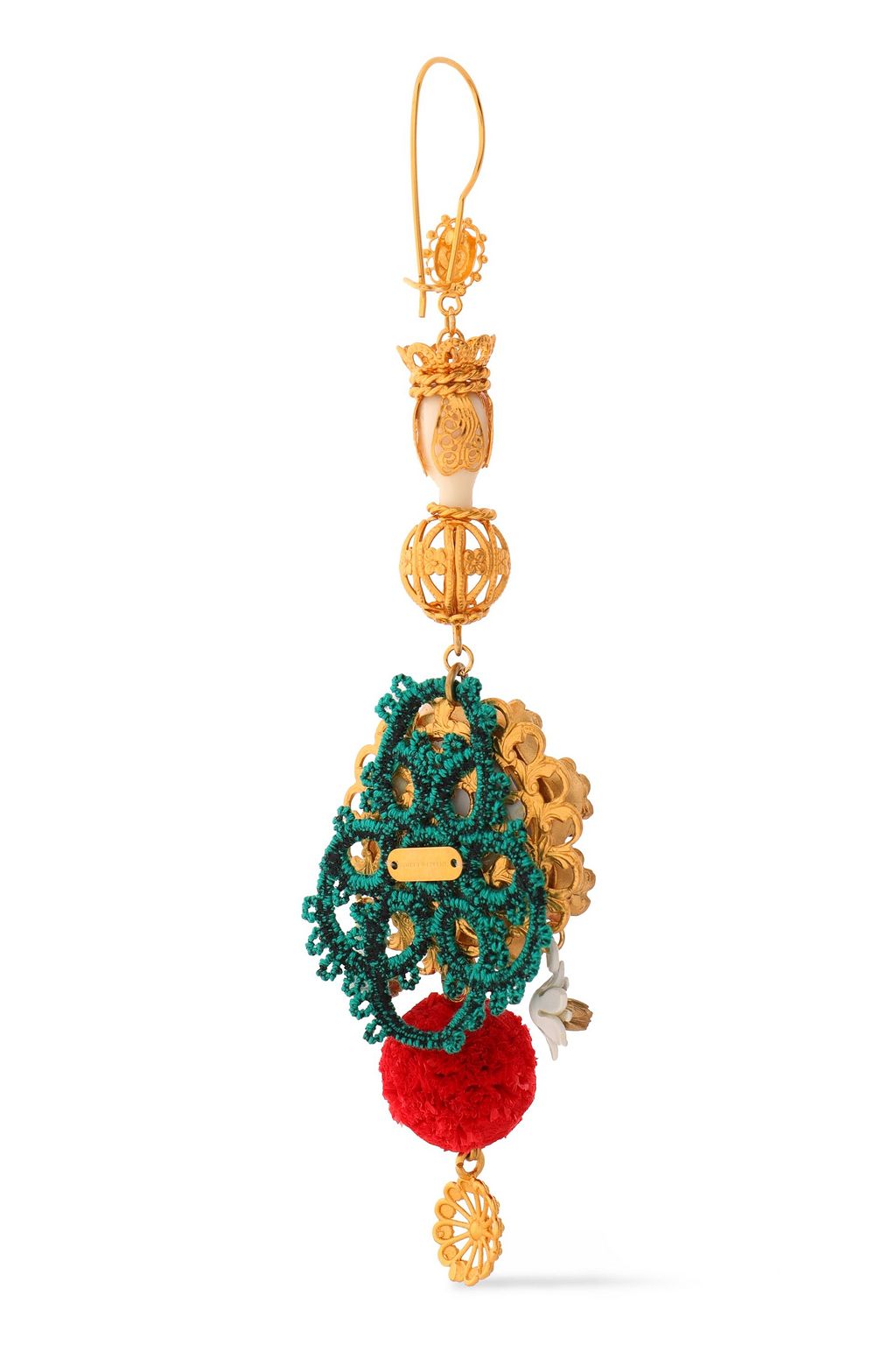 DOLCE&GABBANA Gold-tone, resin, cord and crystal earrings