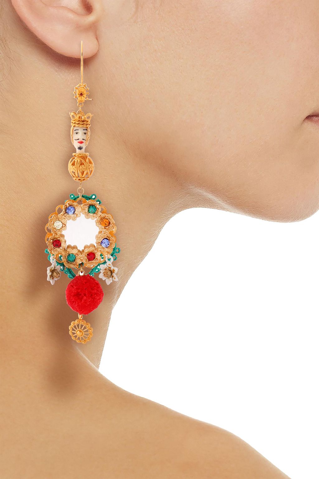DOLCE&GABBANA Gold-tone, resin, cord and crystal earrings